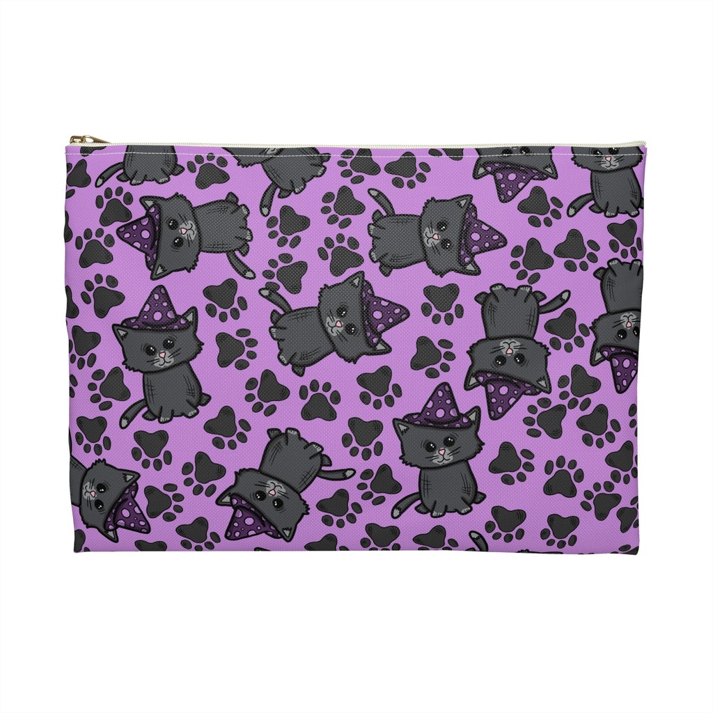 Witchy Kitties Purple Halloween Print Polyester Accessory Pouch Travel Bag