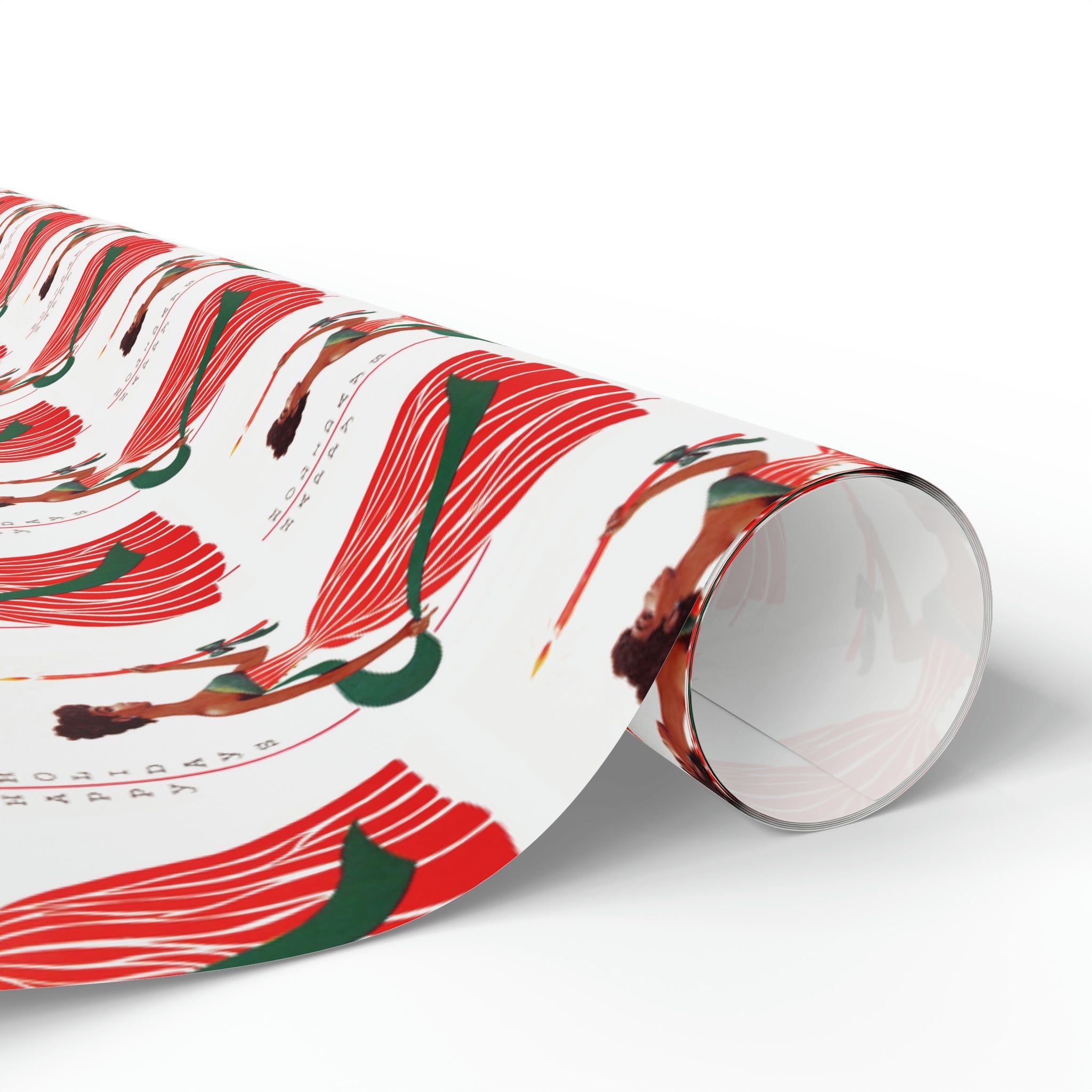 Happy Holidays Christmas Lady With Candle Retro Christmas Print Holiday Gift Wrap Paper - Glossy Or Matte