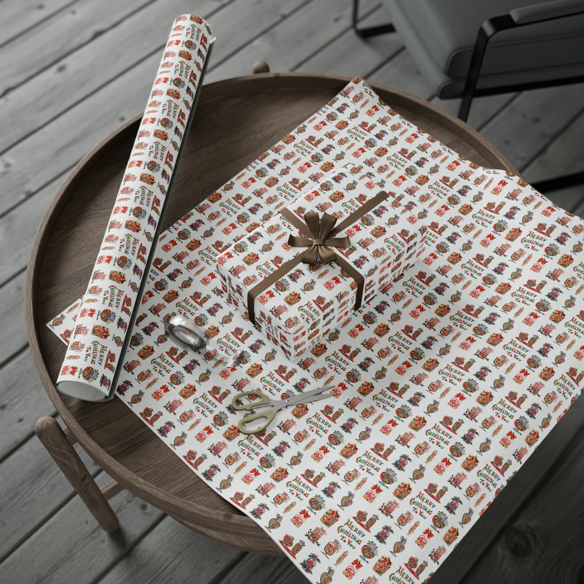 Merry Christmas To You Christmas Candy Mid Century Retro Christmas Print Holiday Gift Wrap Paper - Glossy Or Matte