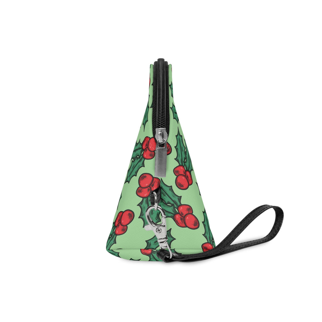 Cute Christmas Holly Green Christmas Cosmetic Travel Makeup Bag