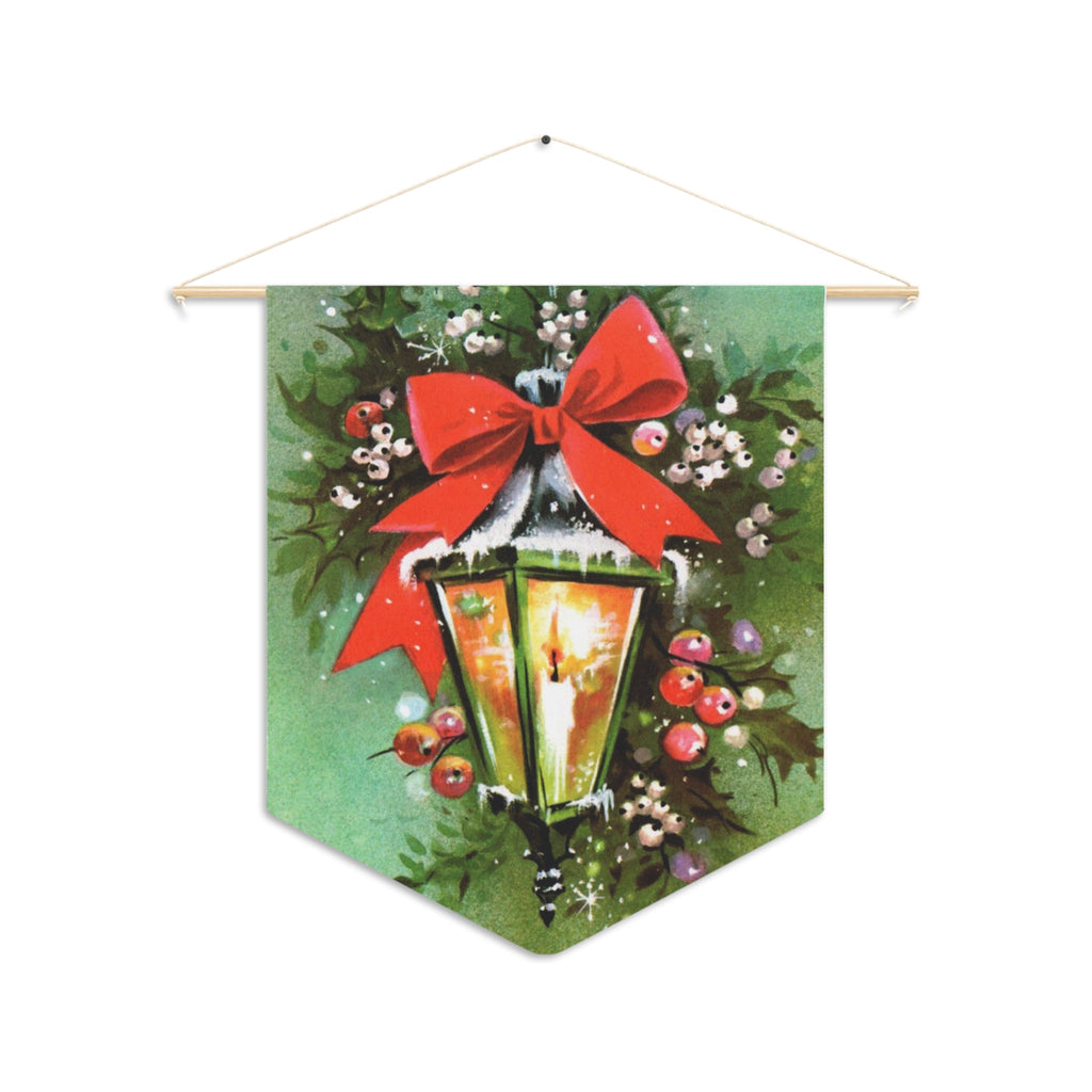 Christmas Winter Lampost With Bow Retro Christmas Print Wall Hanging Banner Flag