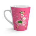 Pink Christmas Lady Mid Century Retro Christmas Print Latte Coffee Mug