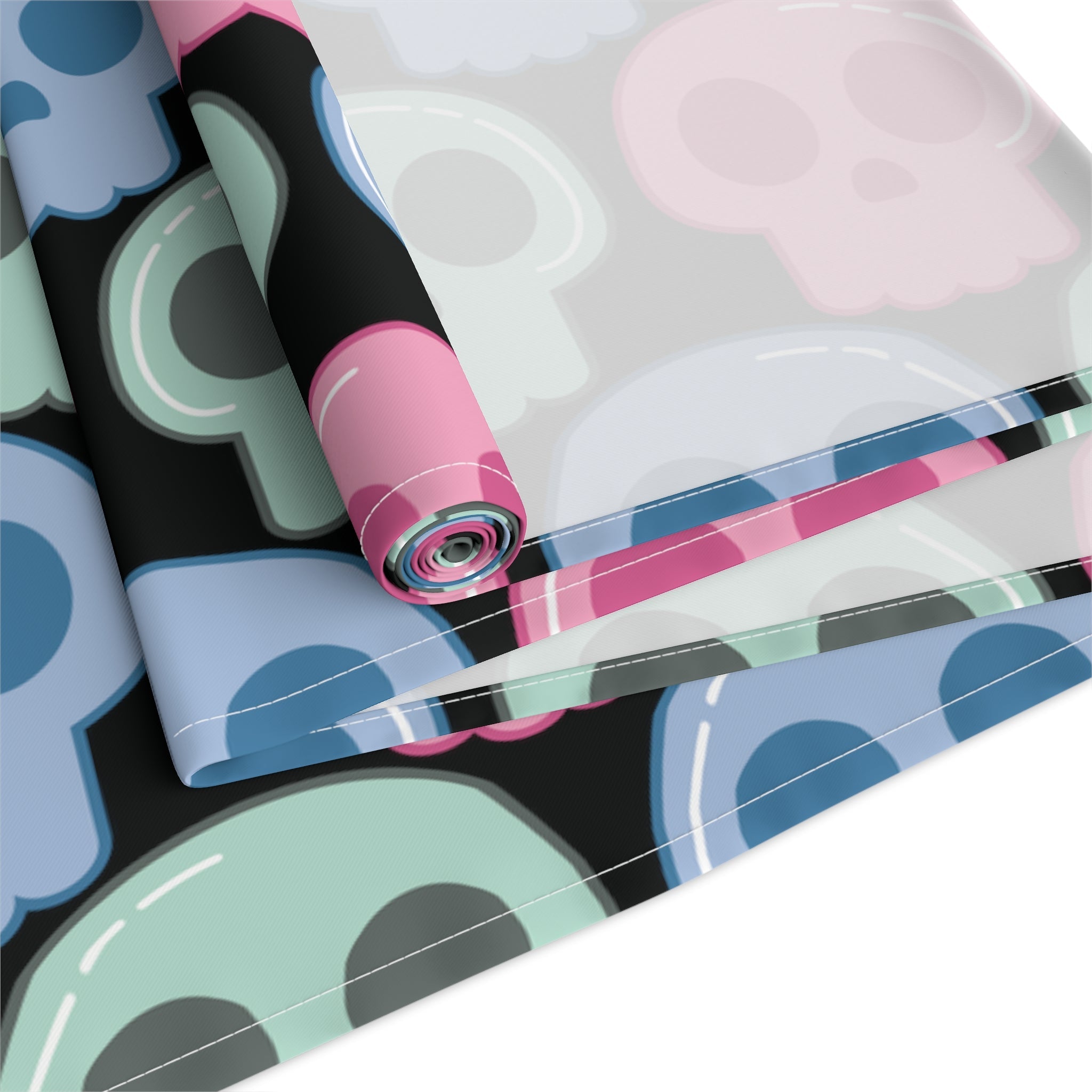 Pastel Goth Skulls Cute Halloween Black Decor Cotton Poly Table Runner