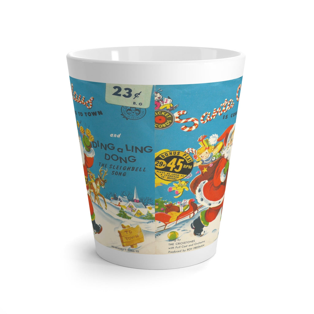 Santa Claus Is Coming To Town Record Cover Mid Century Retro Christmas Print Latte Mug
