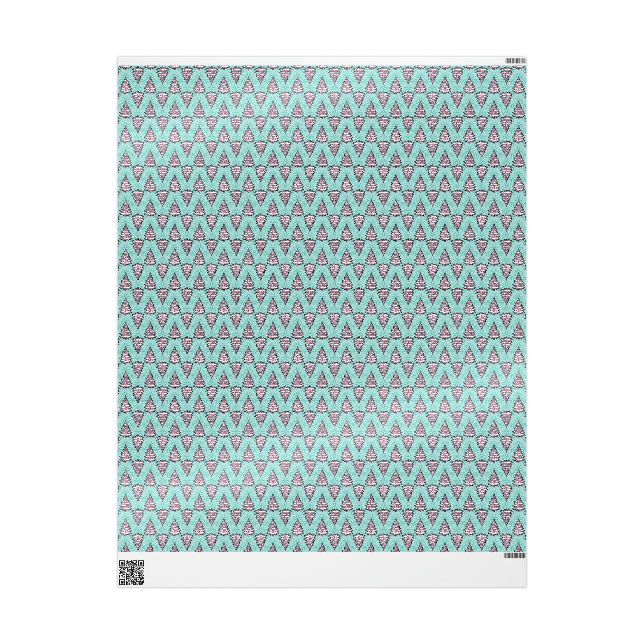 Pastel Pink Christmas Trees Teal Christmas Print Holiday Gift Wrap Paper - Glossy Or Matte