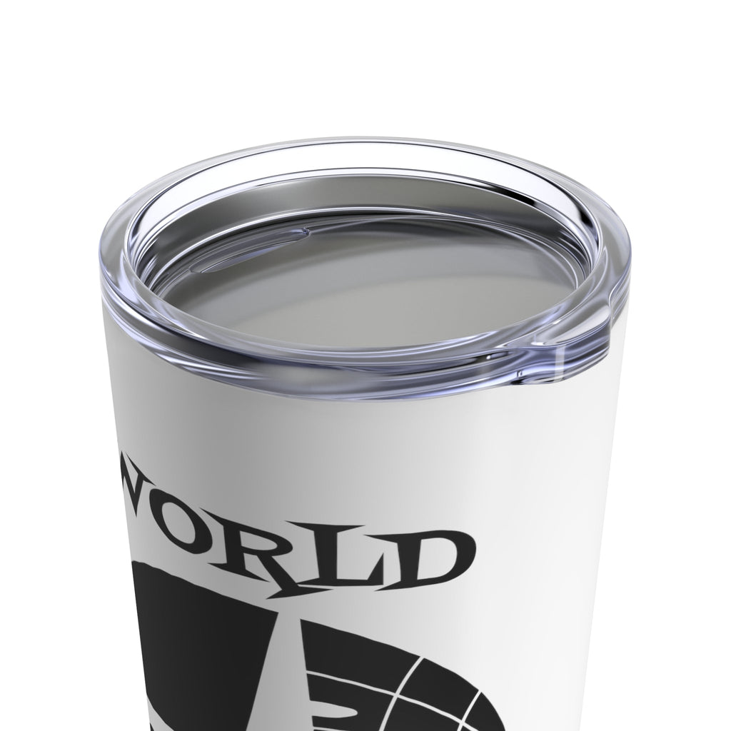 World Traveler Airplane Globe Atomic Mid Century Retro Travel Print Stainless Steel Tumbler 20oz