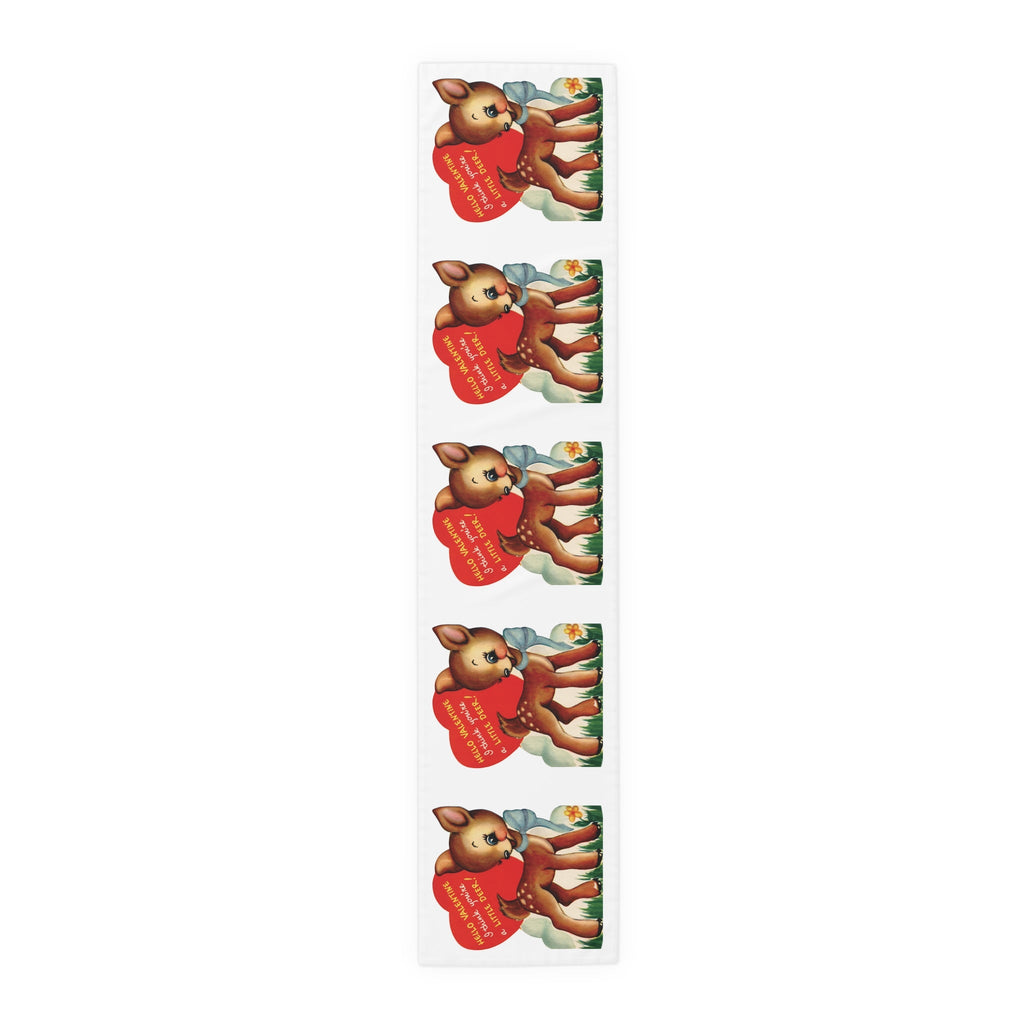 Retro Deer Valentine Table Runner - Adorable Print in Natural Cotton or Quick-Dry Polyester - 16"x72" or 16"x90" Sizes