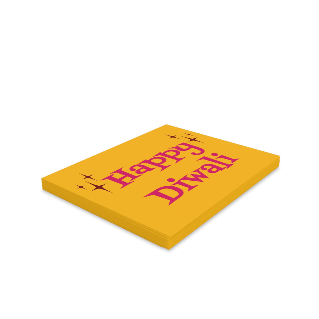 Happy Diwali Starburst Atomic Mid Century Retro Style Holiday Matte Greeting Cards (8, 16, and 24 pcs)