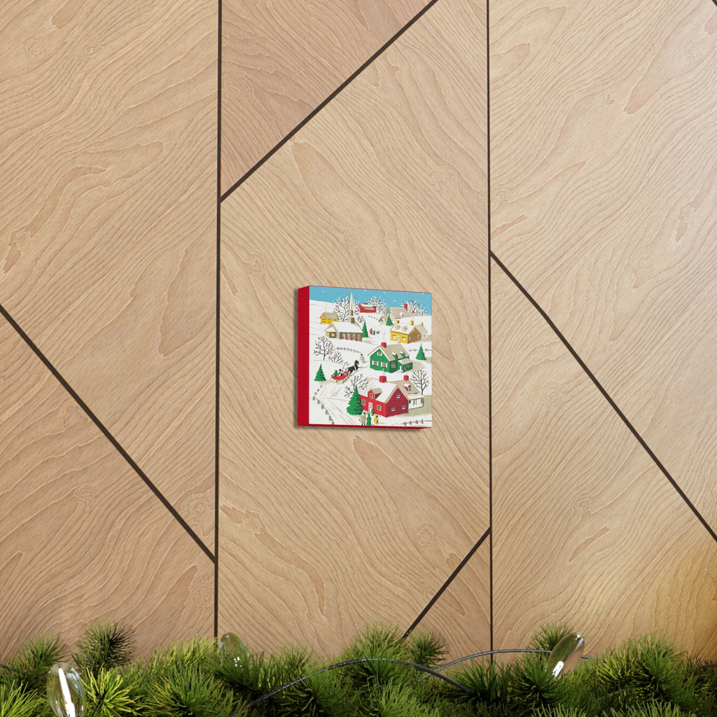 Christmas Village Town Retro Christmas Print Canvas Gallery Wrap