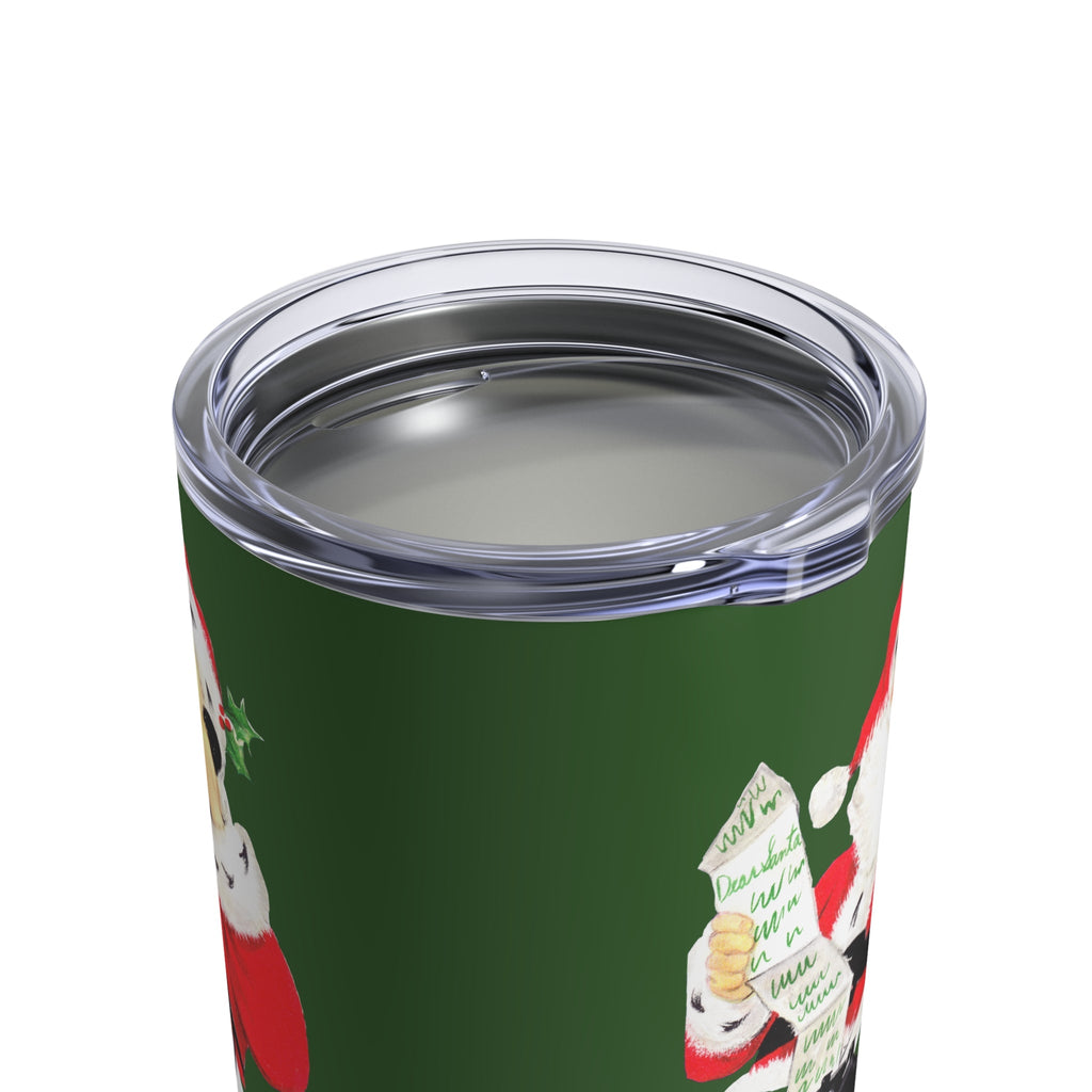 Santa Checking His List On Telephone Vintage Retro Christmas Print Stainless Steel Tumbler 10oz