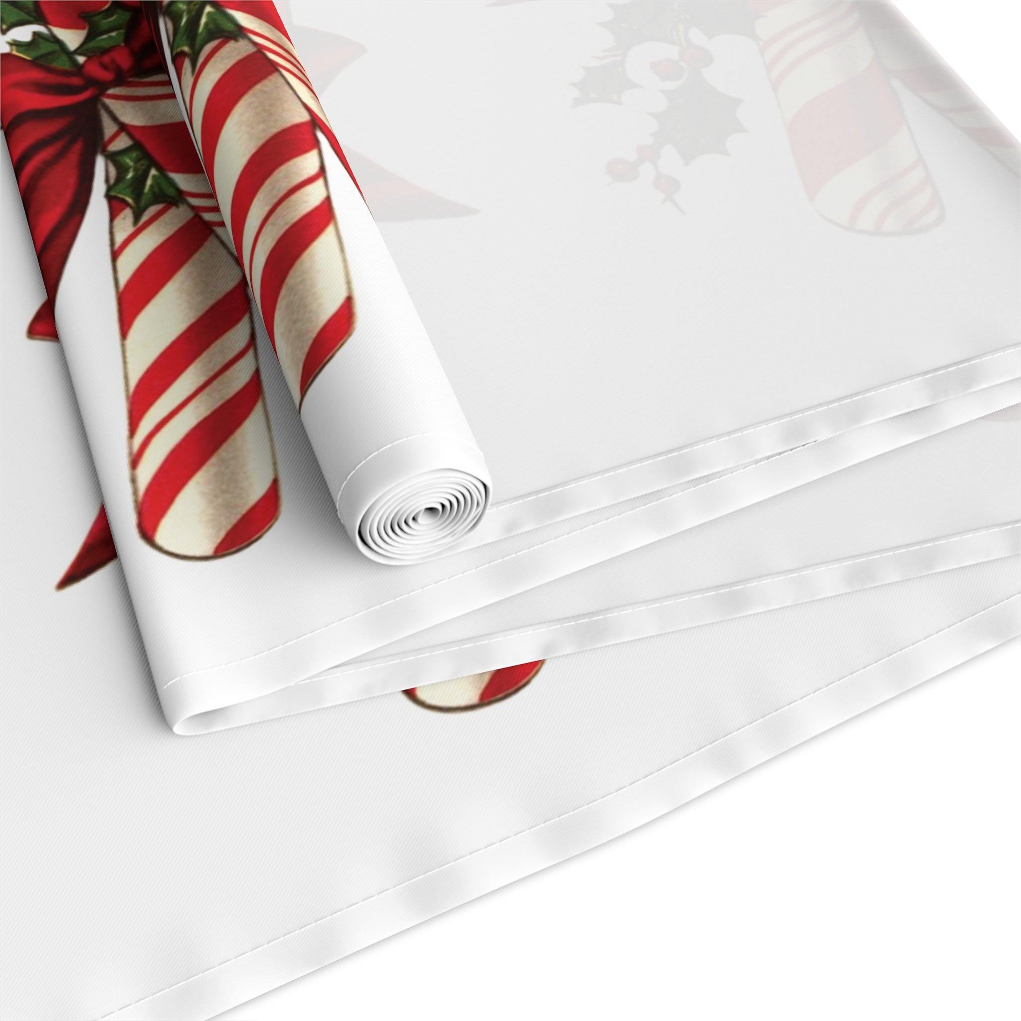 Retro Candy Canes Table Runner Home Decor Polyester Fabric Cloth Linens Unique Cozy Cute Dining Kitchen Decoration