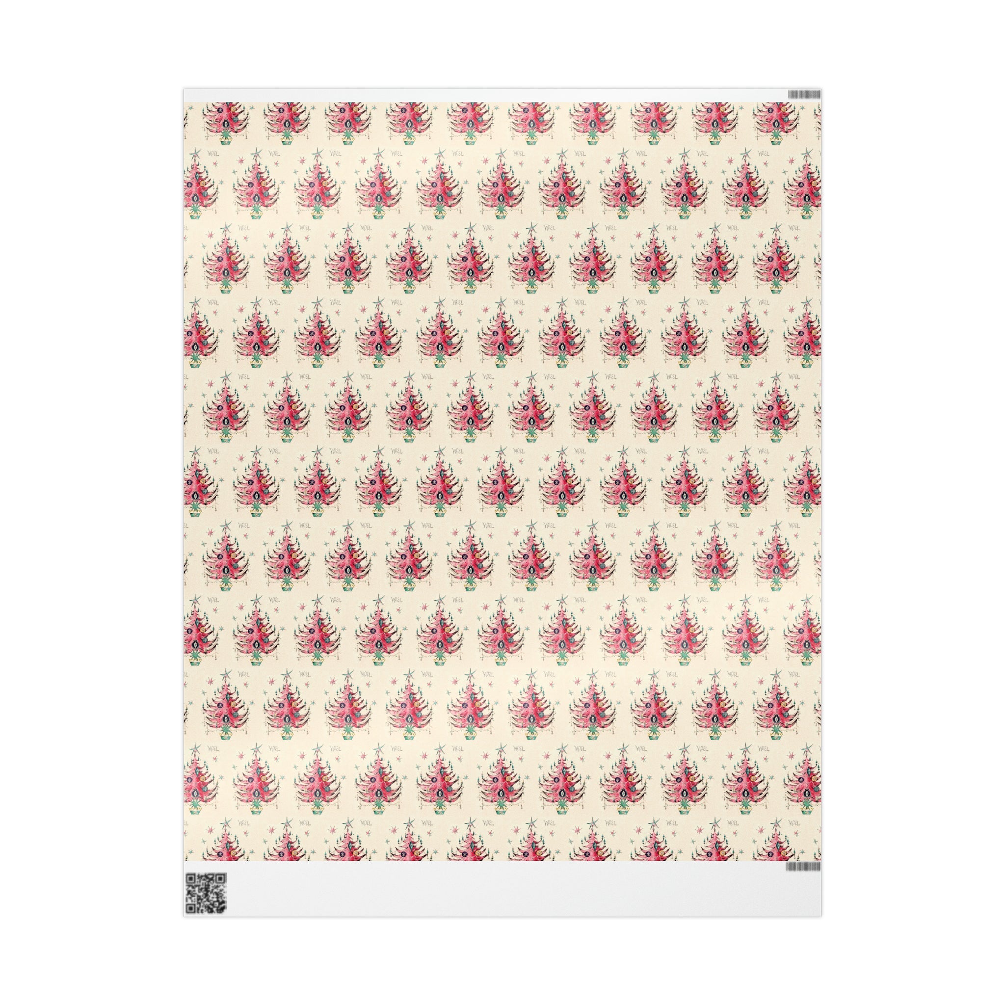 Noel Pink Christmas Trees Mid Century Retro Christmas Print Holiday Gift Wrap Paper - Glossy Or Matte