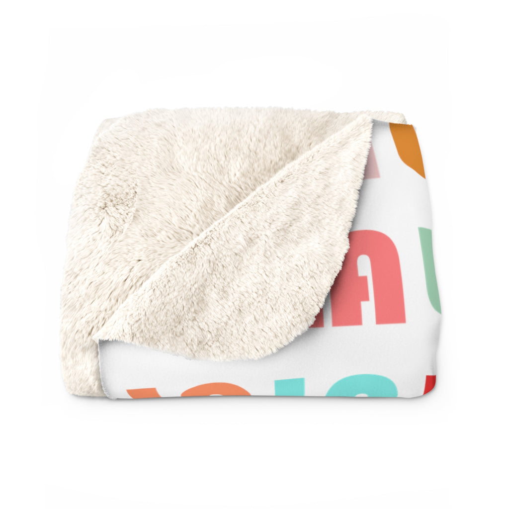 Fa La La Christmas Retro Style Print Sherpa Fleece Blanket