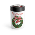 Merry Christmas Wreath Retro Christmas Print Stainless Steel Can Holder