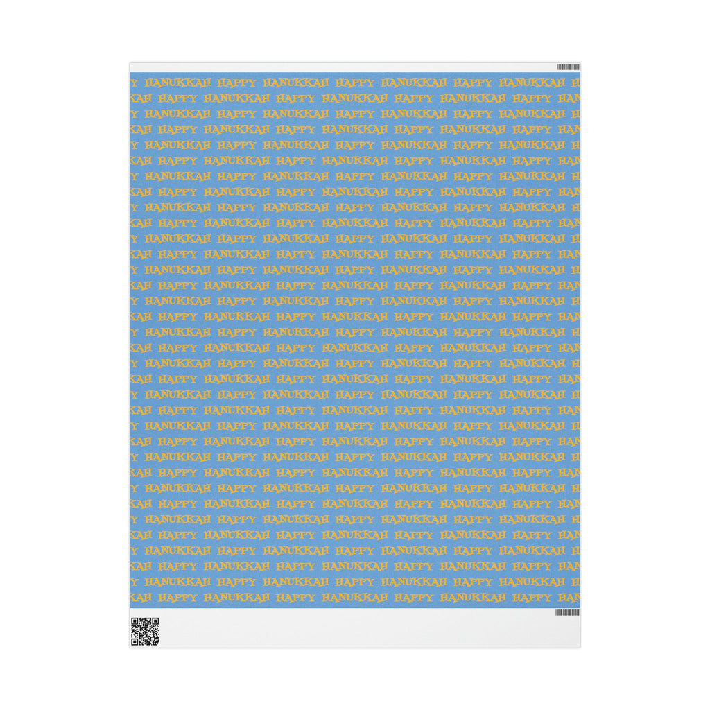Happy Hanukkah Blue And Yellow Atomic Retro Style Holiday Gift Wrap Paper - Glossy Or Matte