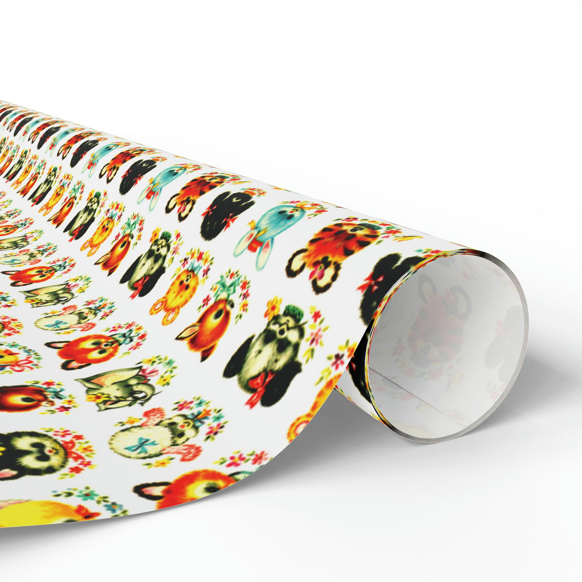 Cute Mid Century Baby Animals Mid Century Retro Print Baby Shower Birthday Holiday Gift Wrap Paper - Glossy Or Matte