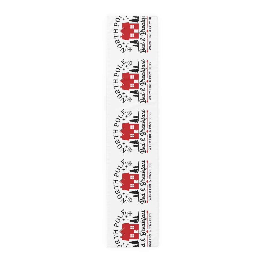 North Pole Bed And Breakfast Christmas Print Home Decor Cotton Poly Table Runner