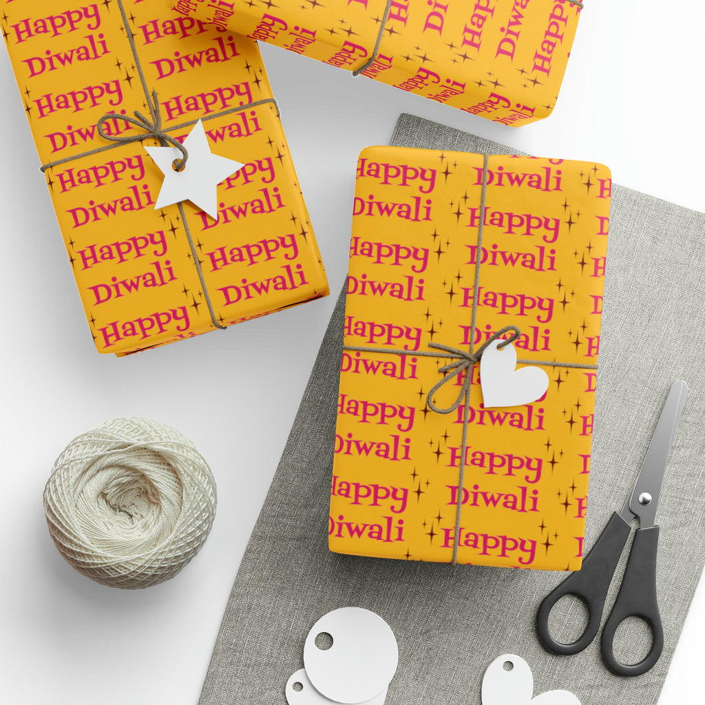 Happy Diwali Starburst Atomic Mid Century Retro Style Holiday Gift Wrap Paper - Glossy Or Matte