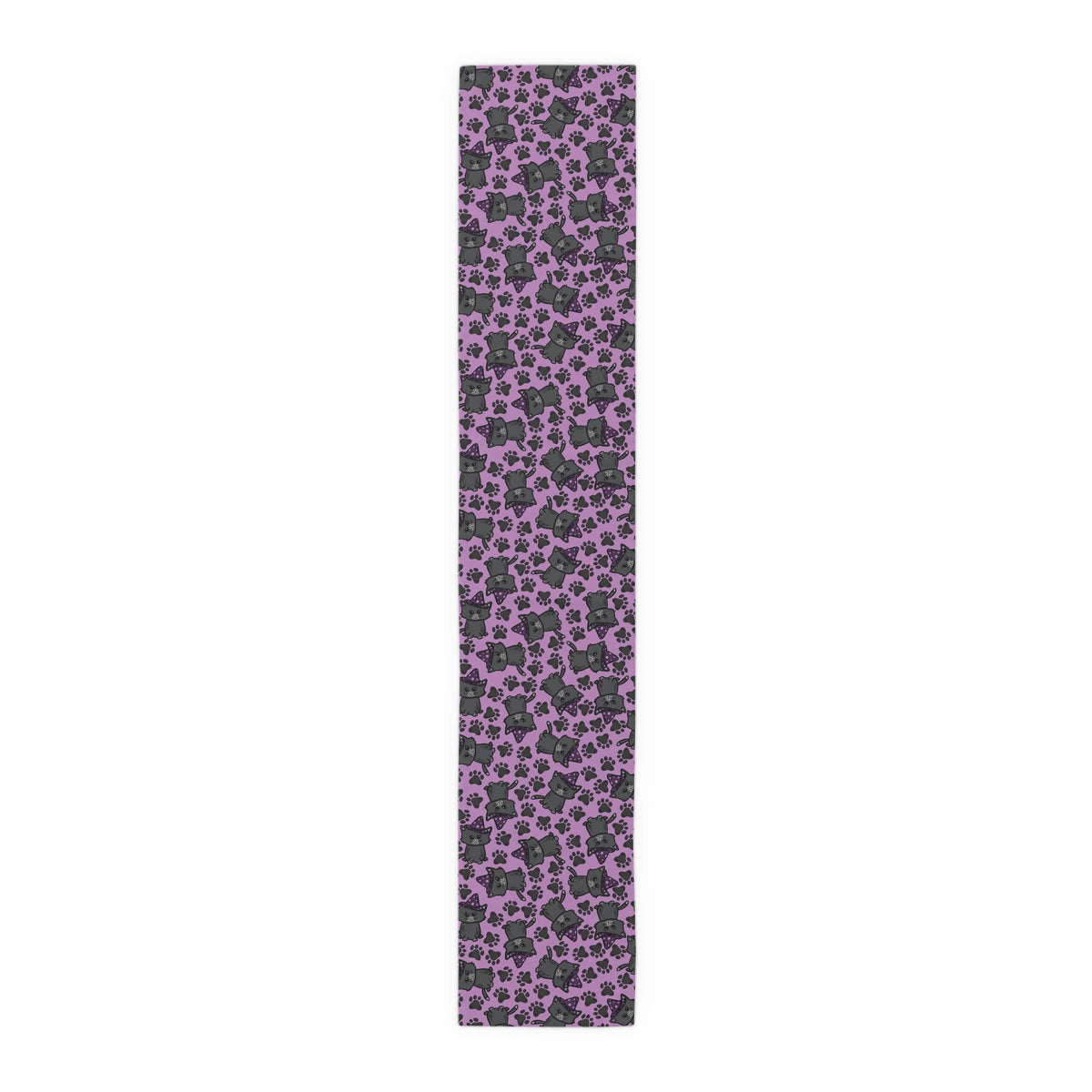 Witchy Kitties Cute Halloween Print Fall Autumn Decor Purple Cotton Poly Table Runner