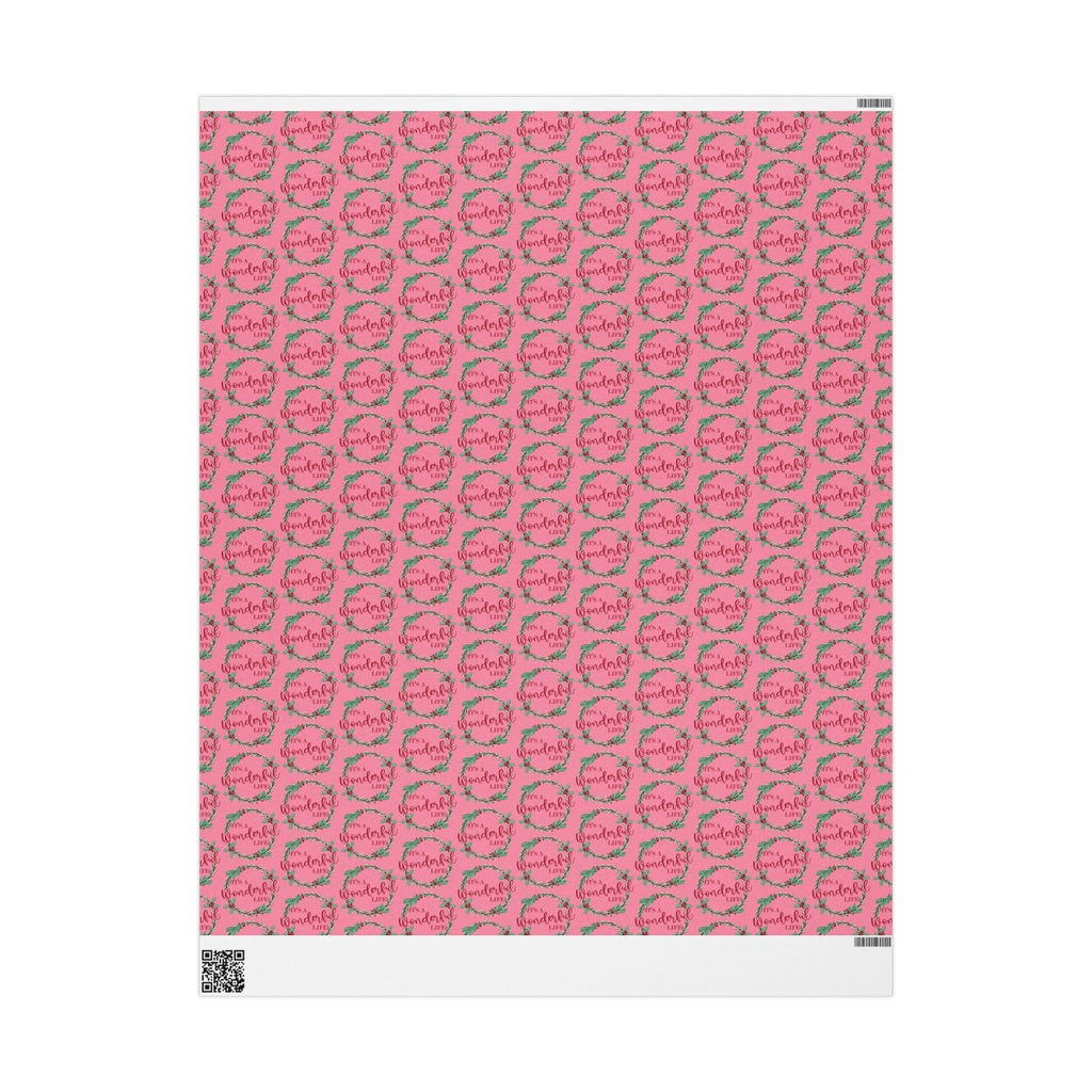 It's A Wonderful Life Christmas Wreath Pink Retro Style Holiday Gift Wrap Paper - Glossy Or Matte