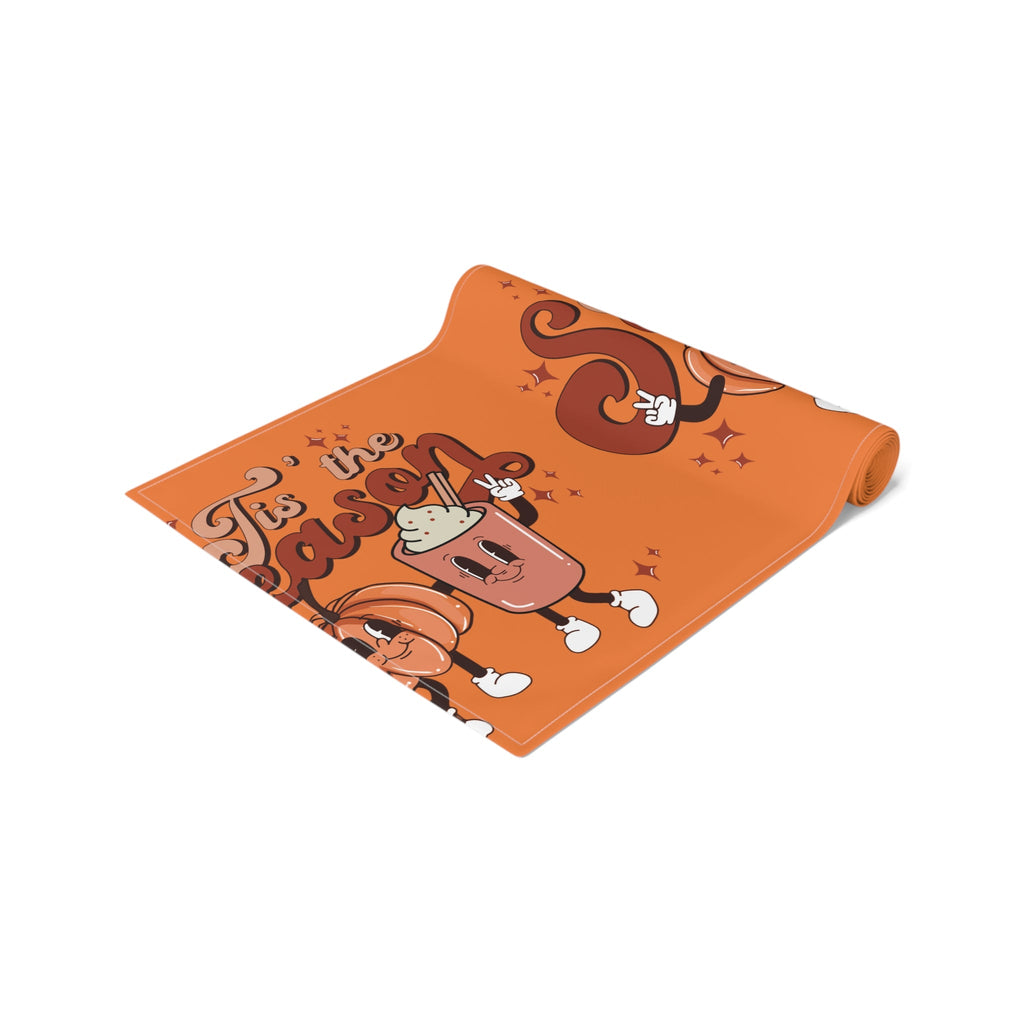 Tis The Season For Pumpkin Spice Retro Style Fall Autumn Decor Cotton PolyTable Runner