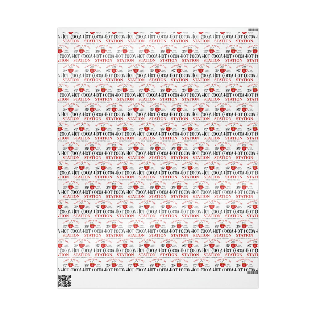 Warm Up At The Hot Cocoa Station Christmas Print Holiday Gift Wrap Paper - Glossy Or Matte