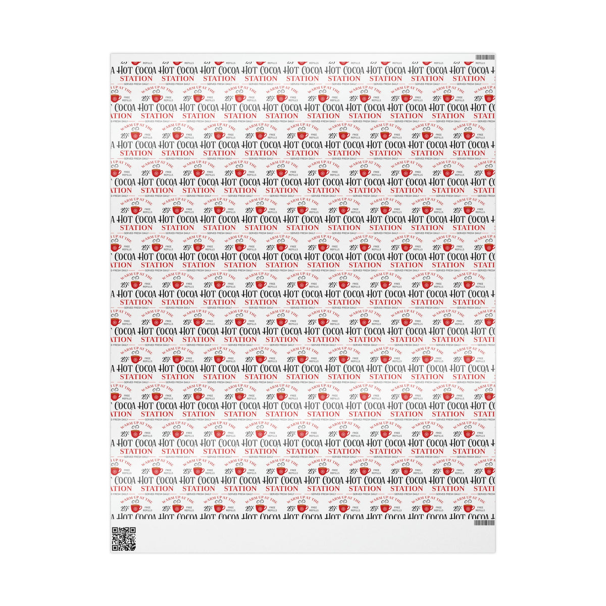 Warm Up At The Hot Cocoa Station Christmas Print Holiday Gift Wrap Paper - Glossy Or Matte