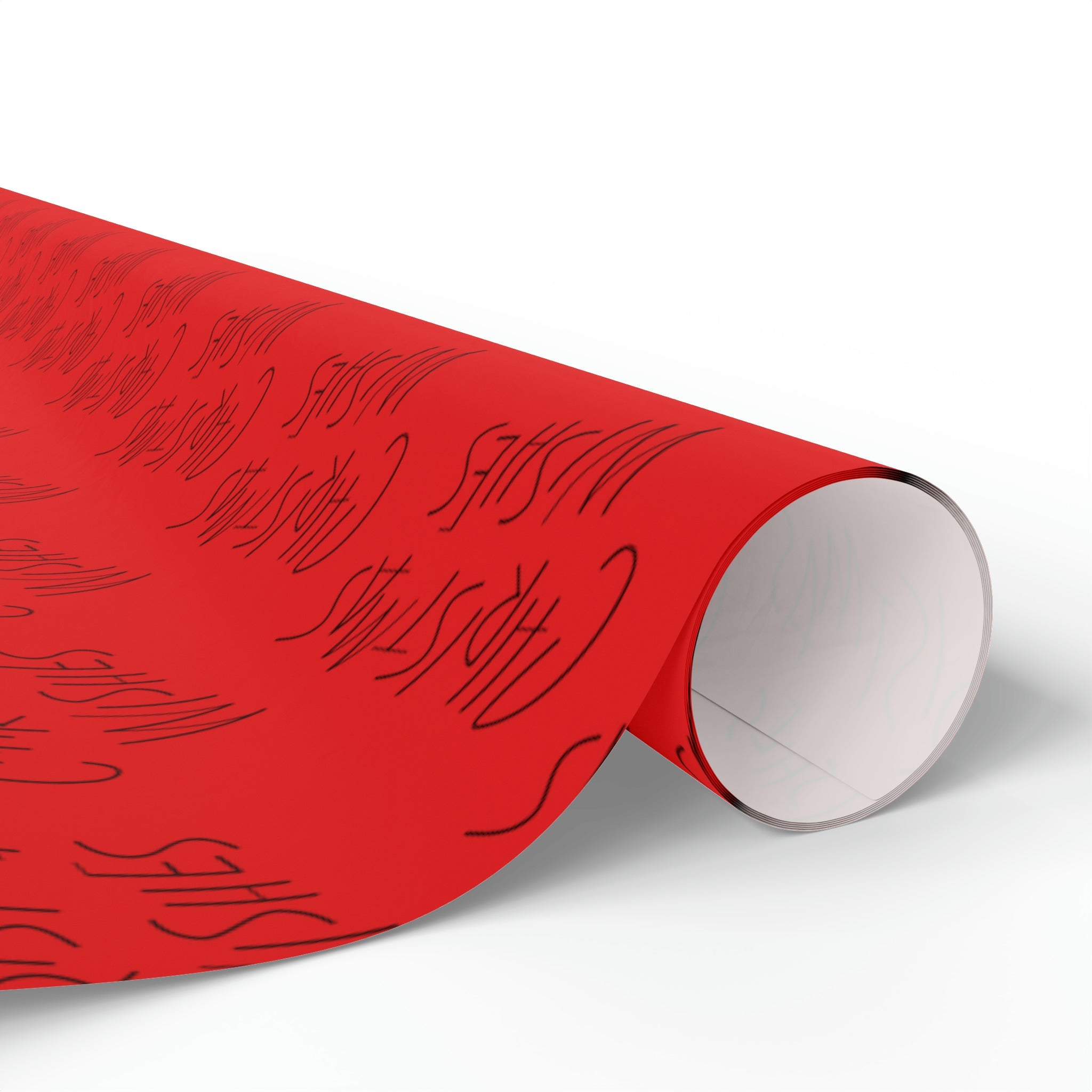 Christmas Wishes Red Mid Century Retro Christmas Print Holiday Gift Wrap Paper - Glossy Or Matte