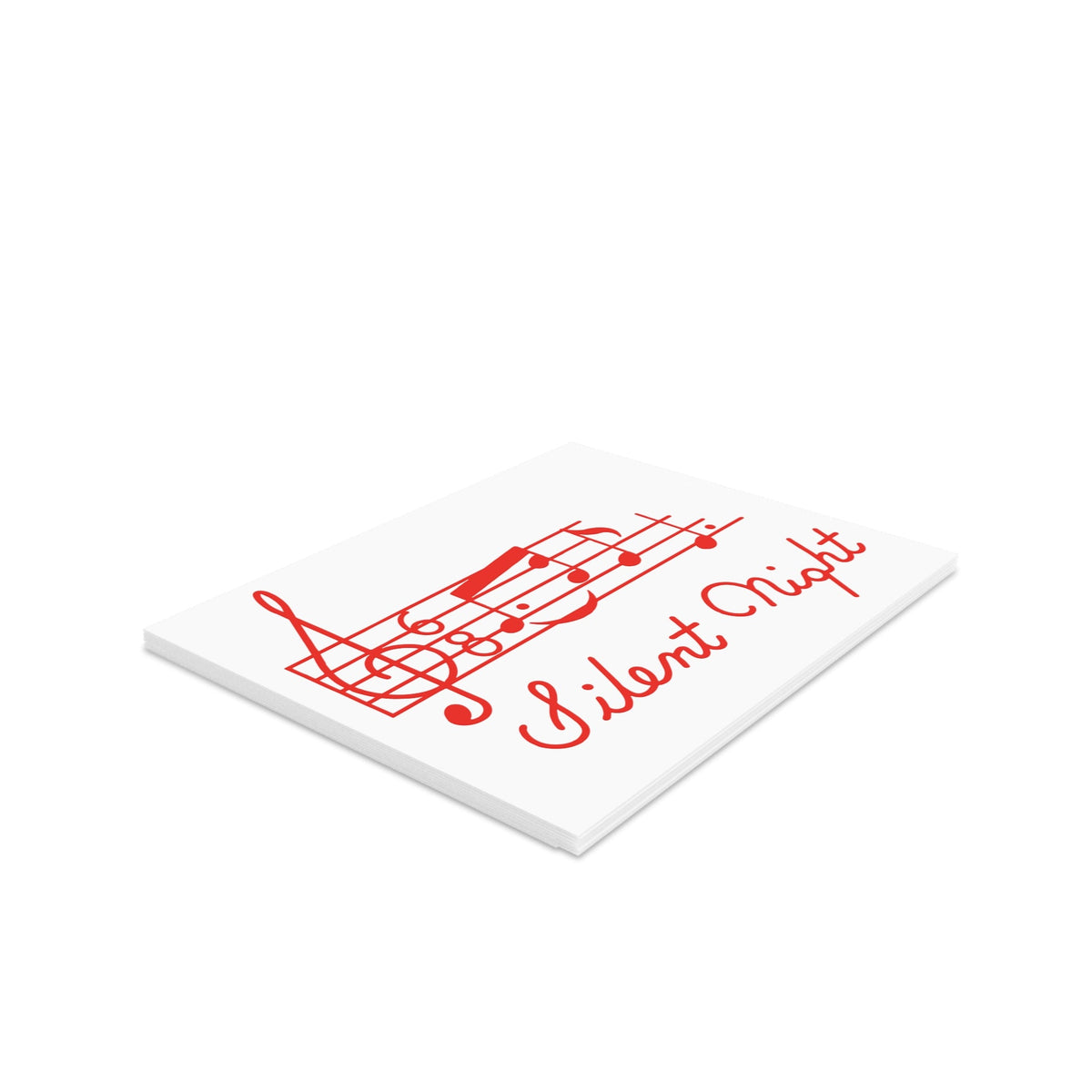 Silent Night Music 50s Mid Century Retro Christmas Print Matte Greeting Cards (8, 16, and 24 pcs)