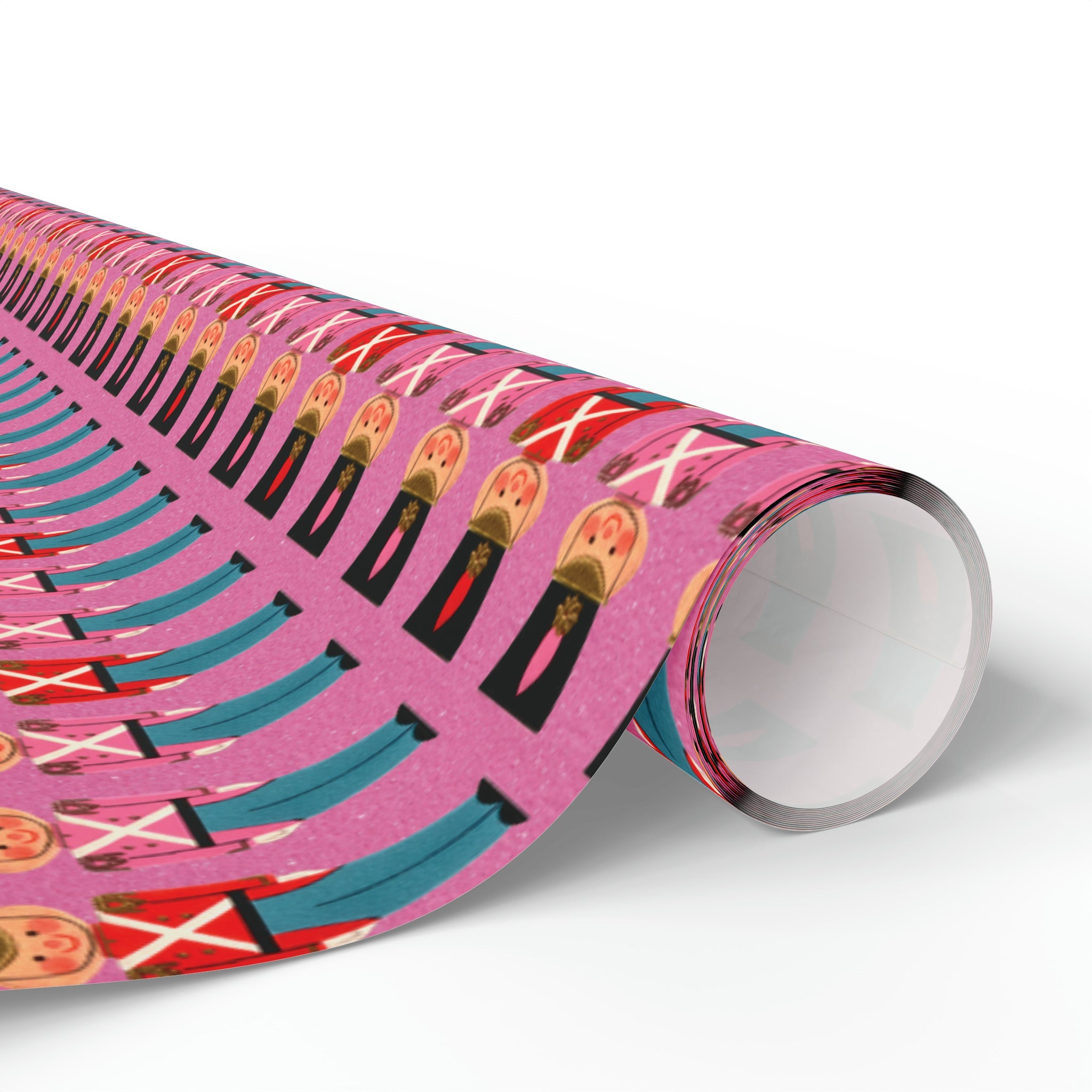 Christmas Toy Soldiers Pink Mid Century Retro Christmas Style Holiday Gift Wrap Paper - Glossy Or Matte
