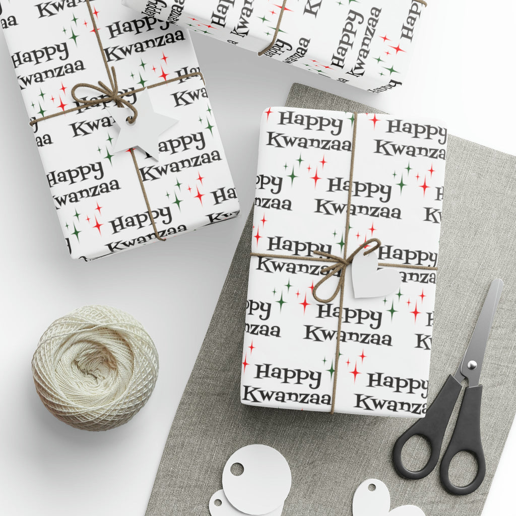 Happy Kwanzaa Starburst Atomic Retro Style Holiday Gift Wrap Paper - Glossy Or Matte