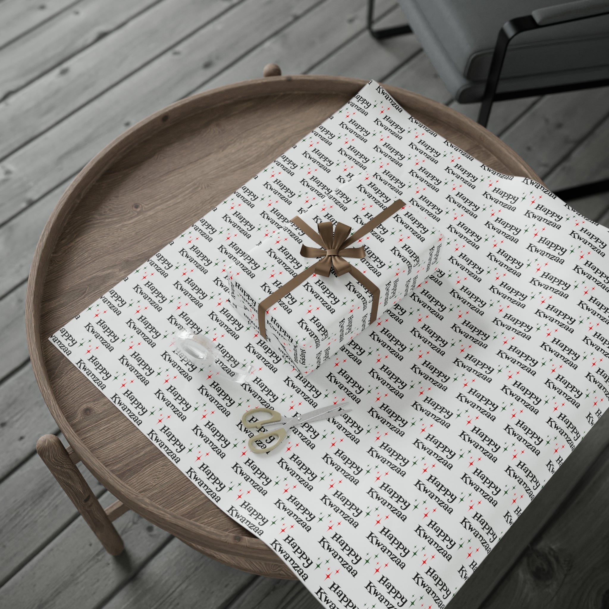 Happy Kwanzaa Starburst Atomic Retro Style Holiday Gift Wrap Paper - Glossy Or Matte