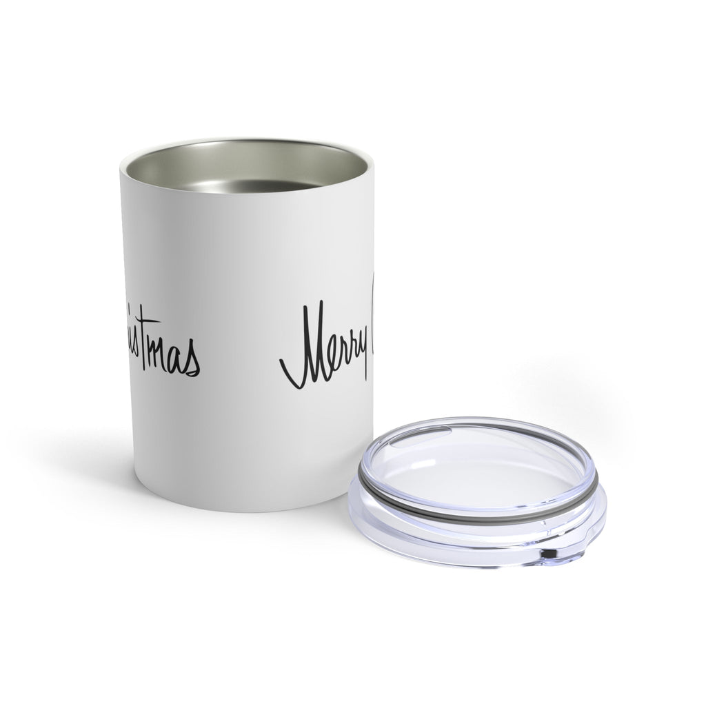 Merry Christmas Black And White Mid Century Retro Christmas Stainless Steel Tumbler 10oz