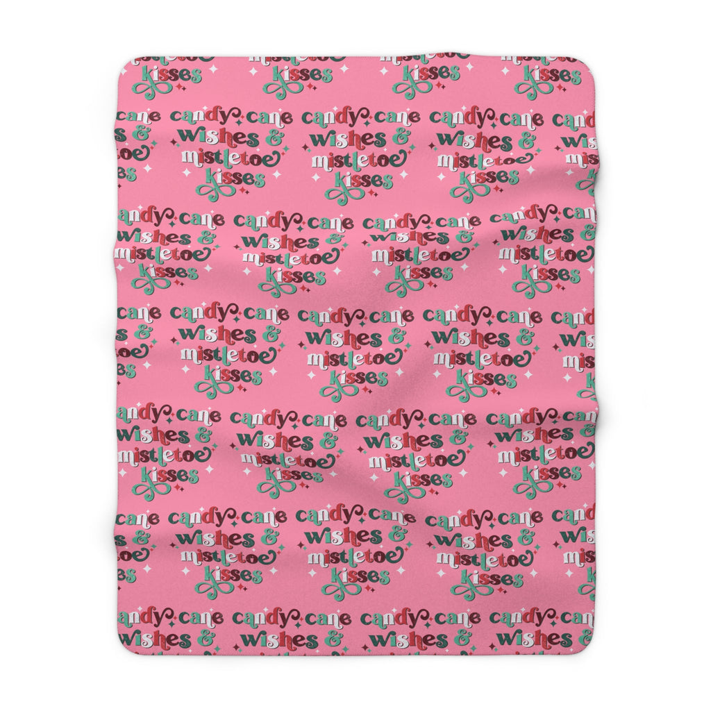 Candy Cane Wishes And Mistletoe Kisses Sherpa Fleece Blanket