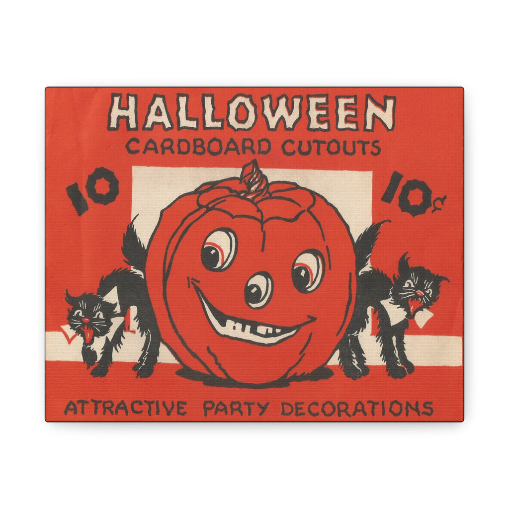 Halloween Cardboard Cutouts Black Cats Retro Halloween Print Canvas Gallery Wrap