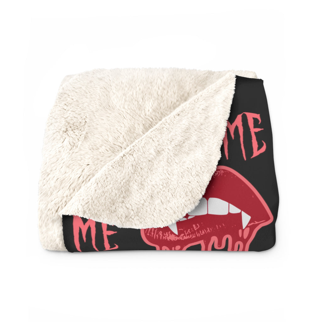 Bite Me Vampire Fangs Halloween Fall Autumn Sherpa Fleece Blanket