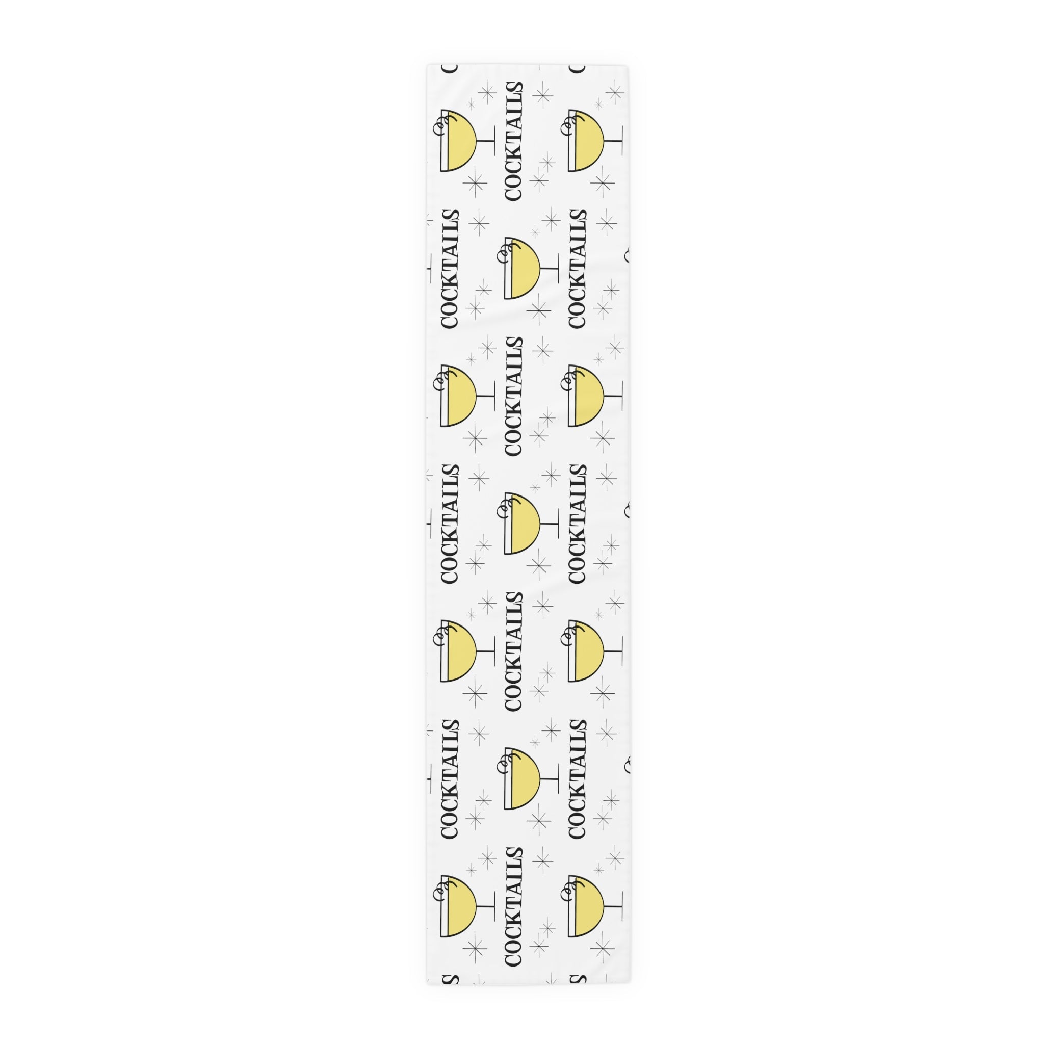 Cocktails Atomic Mid Century Retro Style Cotton Poly Table Runner