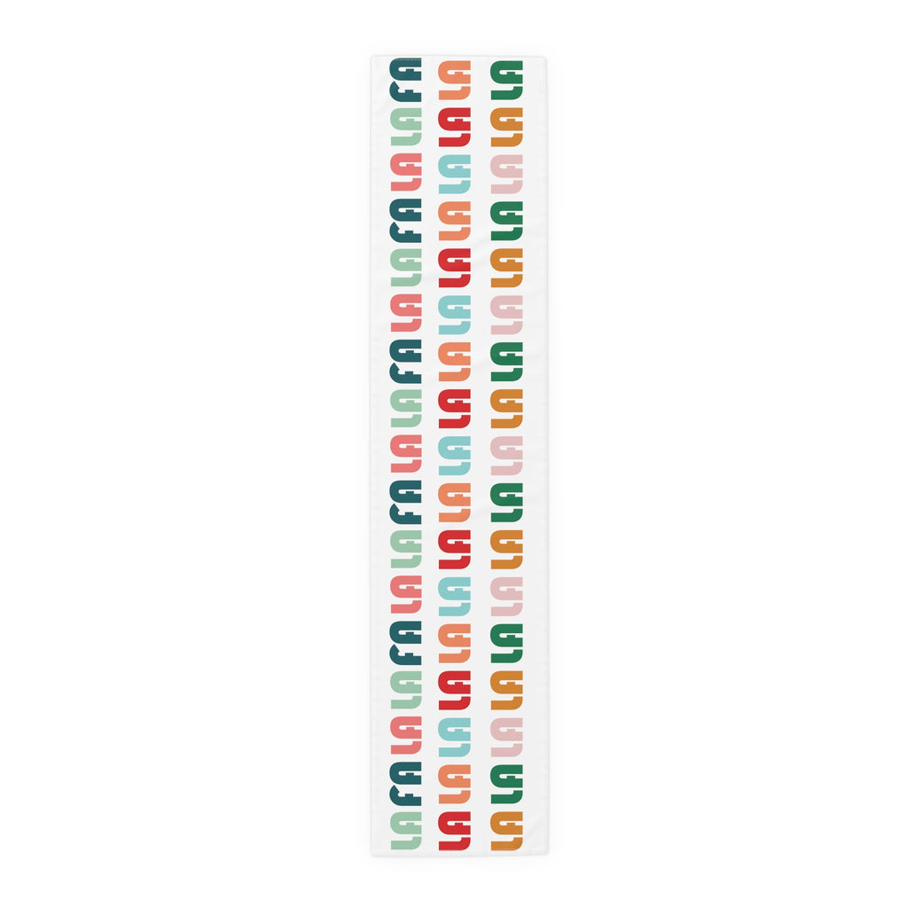 Fa La La La Christmas Retro Style Christmas Print Home Decor Cotton Poly Table Runner