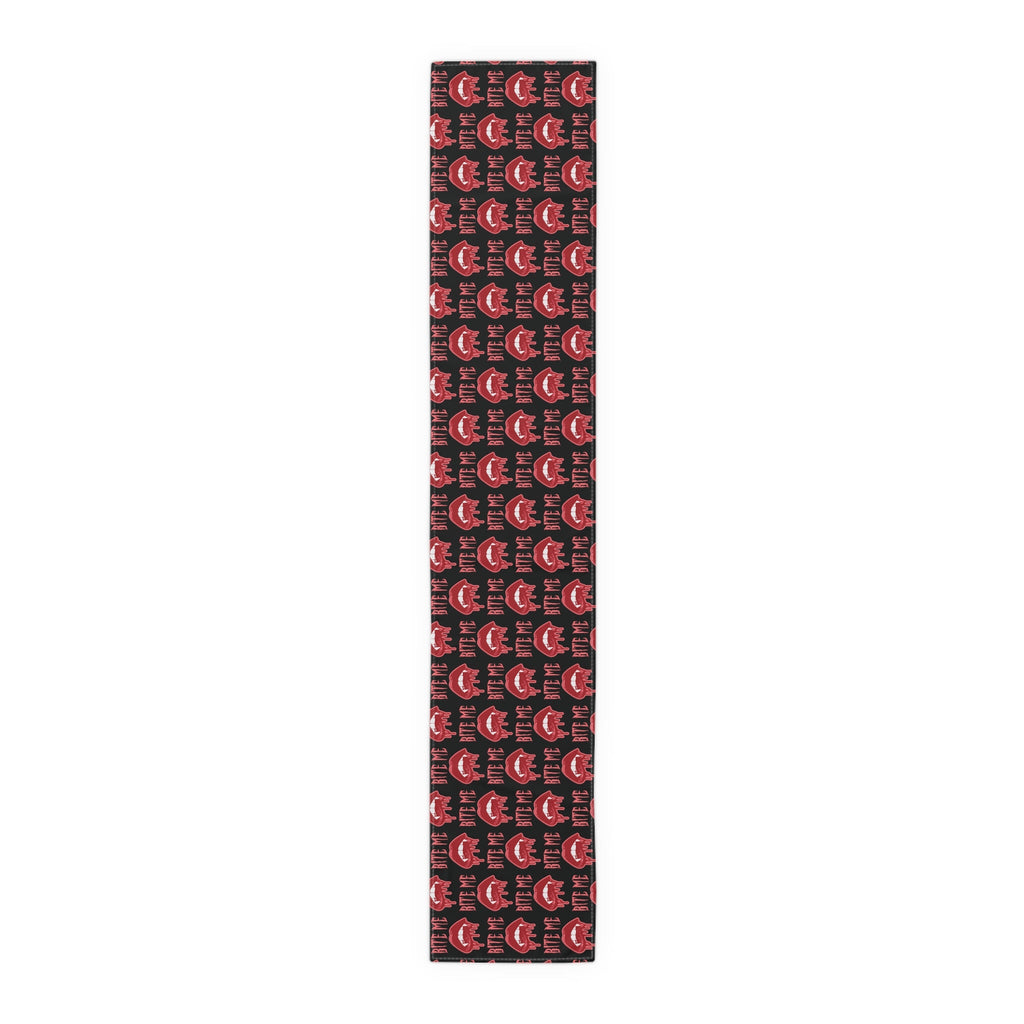 Bite Me Vampire Fangs Bloody Halloween Black Decor Cotton Poly Table Runner
