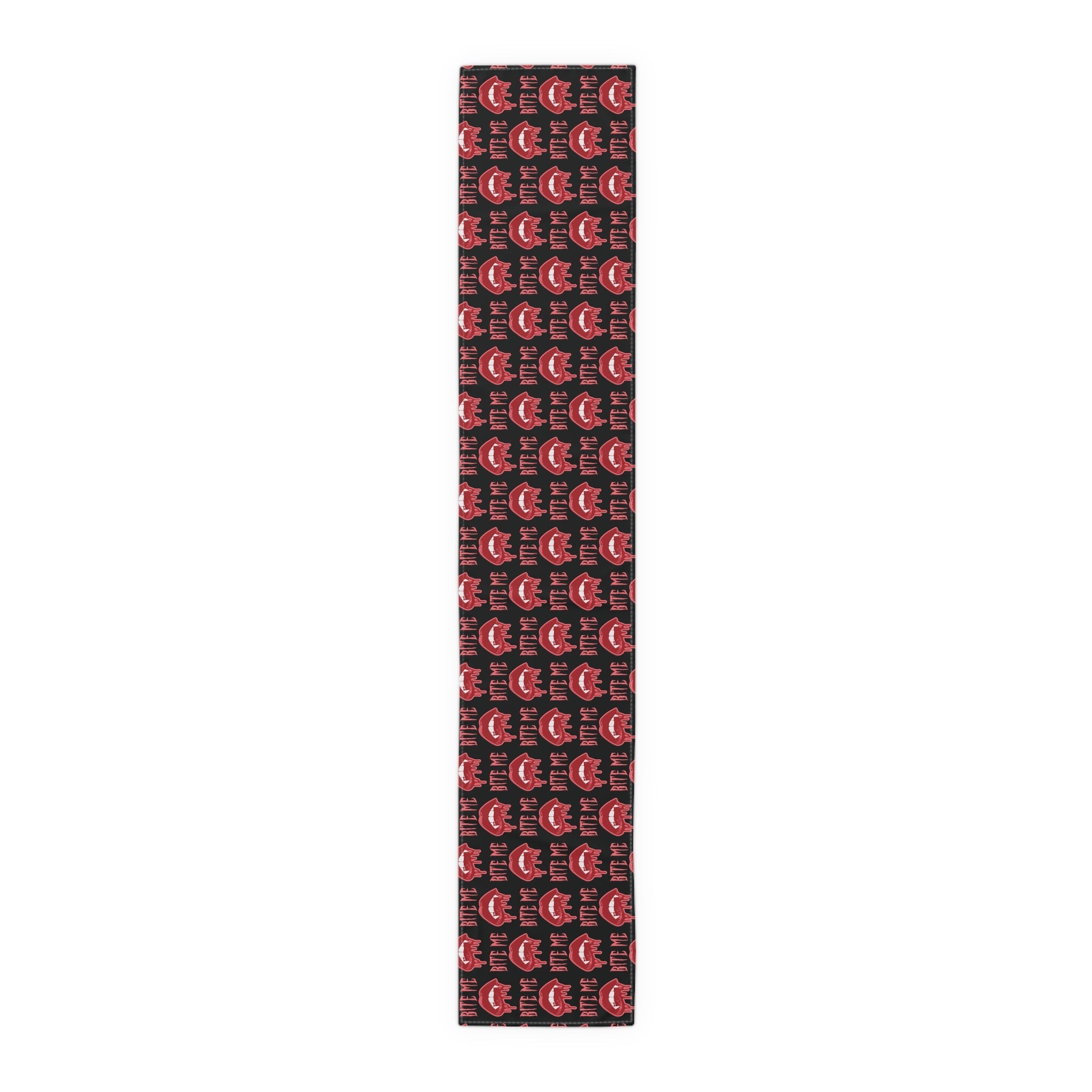 Bite Me Vampire Fangs Bloody Halloween Black Decor Cotton Poly Table Runner