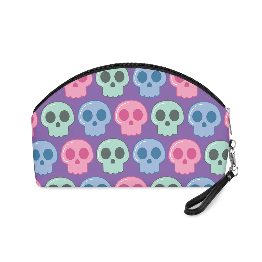 Pastel Skulls Purple Halloween Travel Cosmetic Makeup Bag