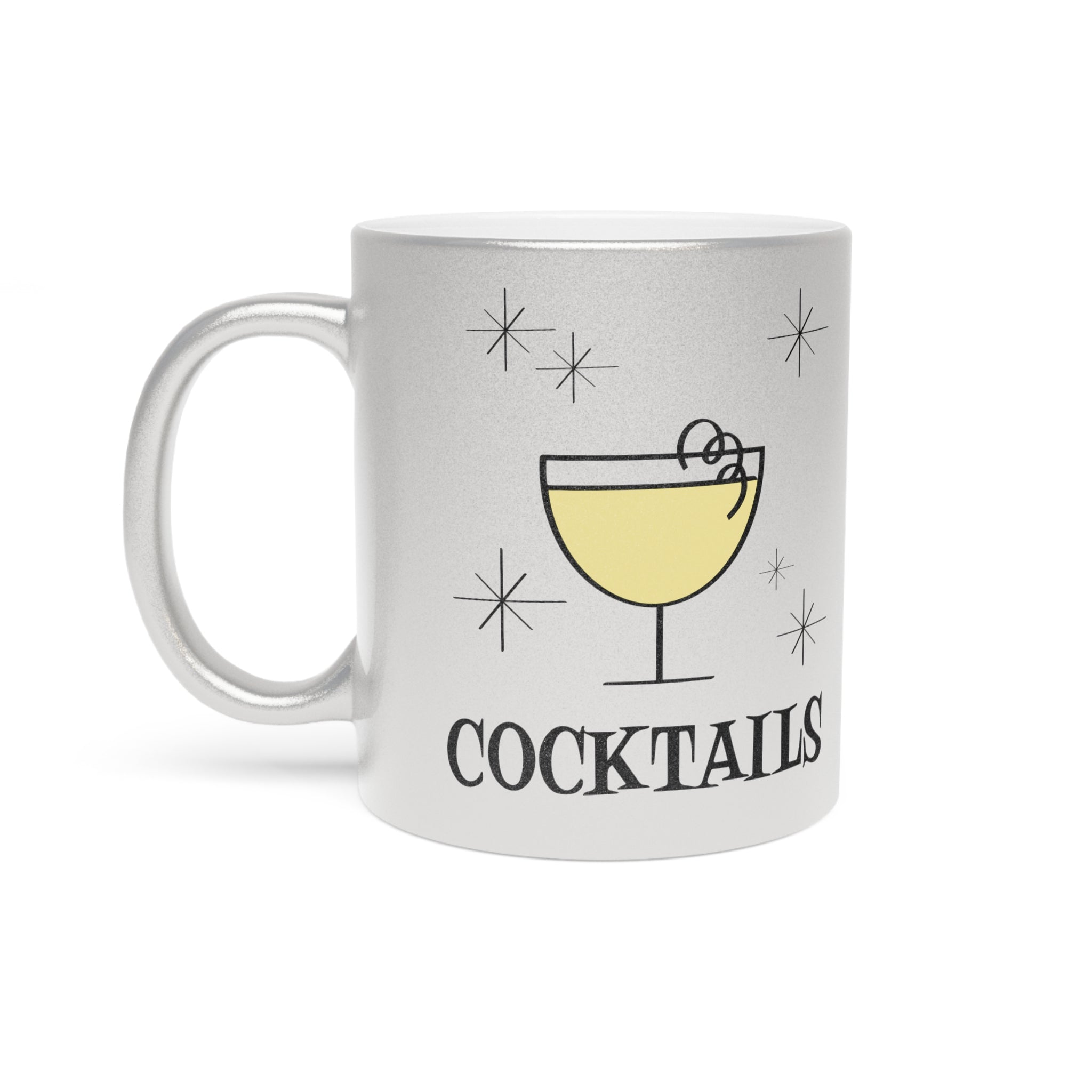 Cocktails Retro Style Silver Metallic Mug