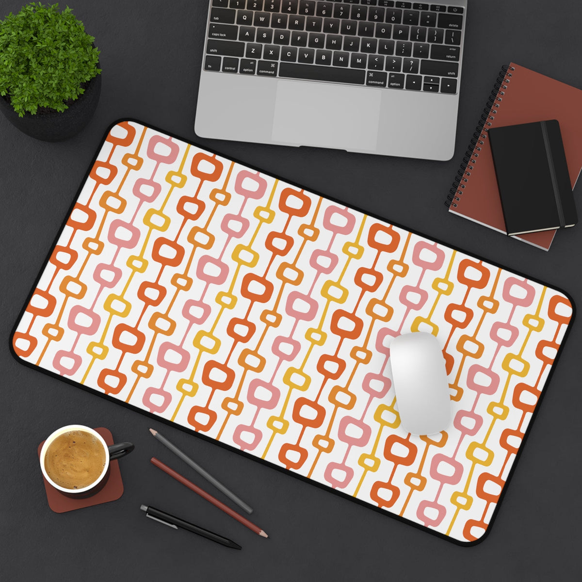 Atomic Squares Mid Century Atomic Era Retro Style Desk Mat - 3 Size Options