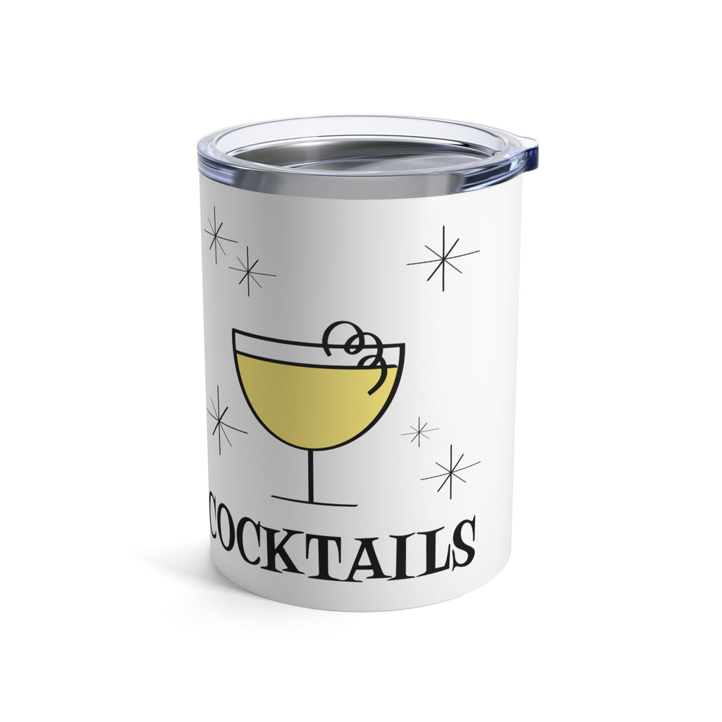 Cocktails Mid Century Retro Style Stainless Steel Tumbler 10oz