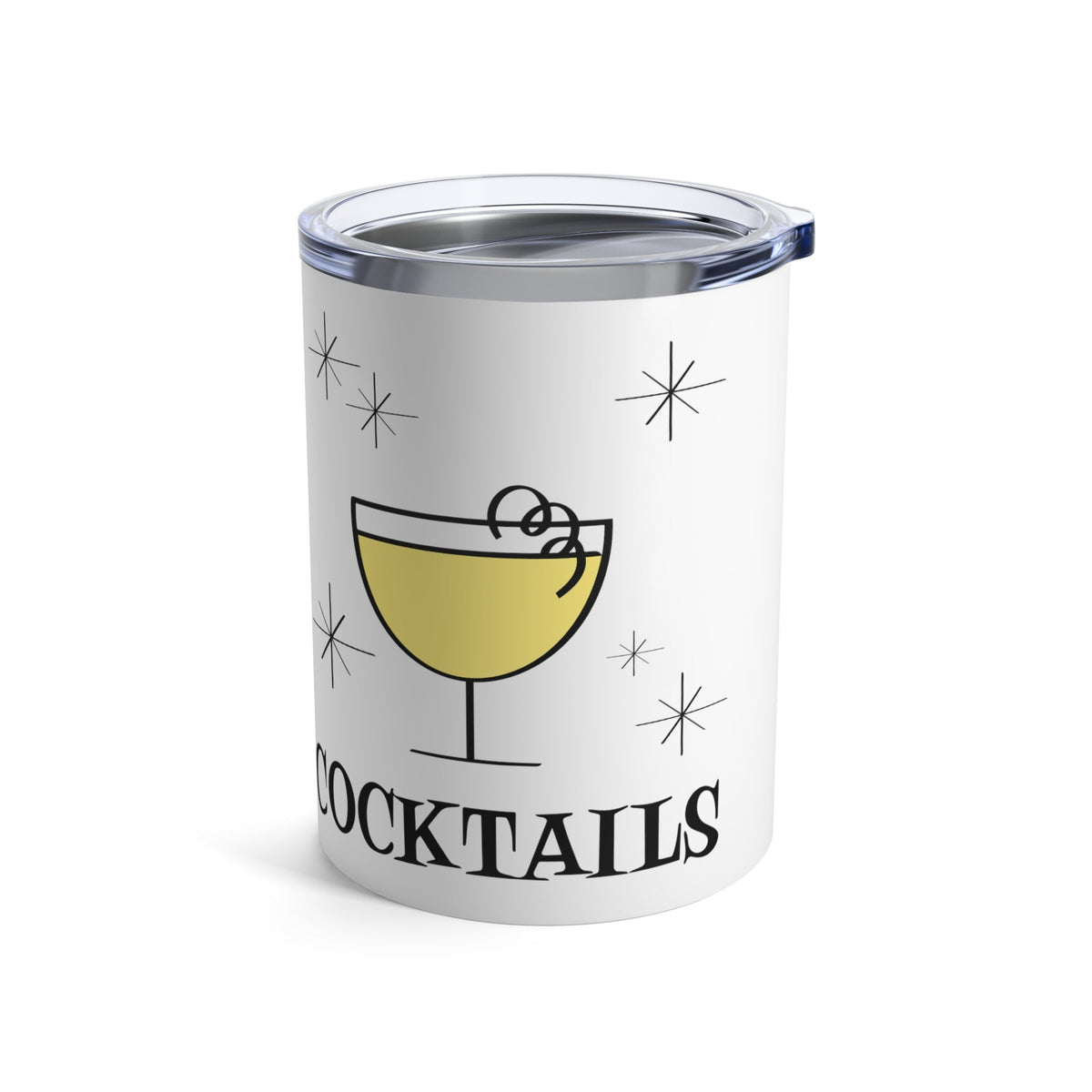 Cocktails Mid Century Retro Style Stainless Steel Tumbler 10oz