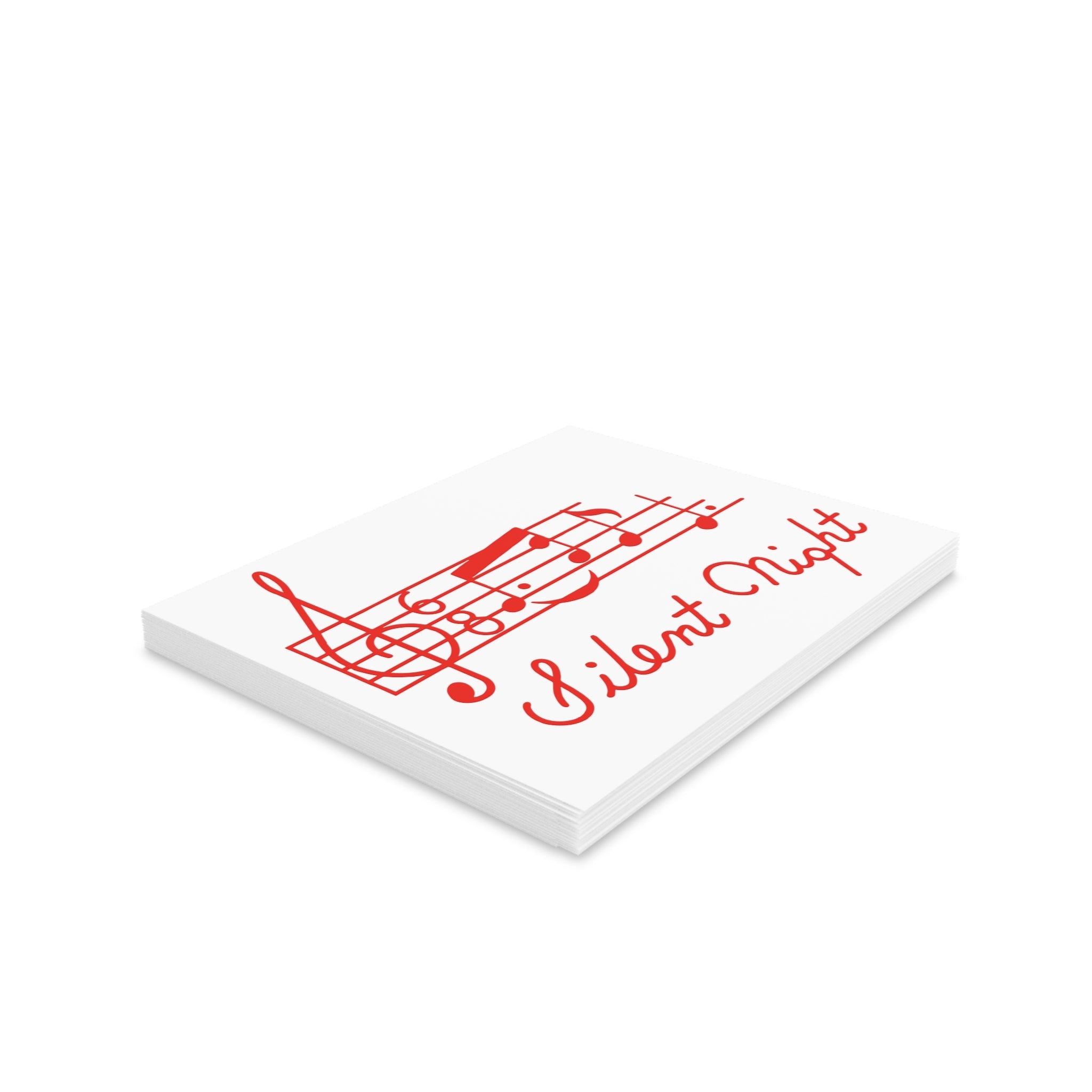 Silent Night Music 50s Mid Century Retro Christmas Print Matte Greeting Cards (8, 16, and 24 pcs)