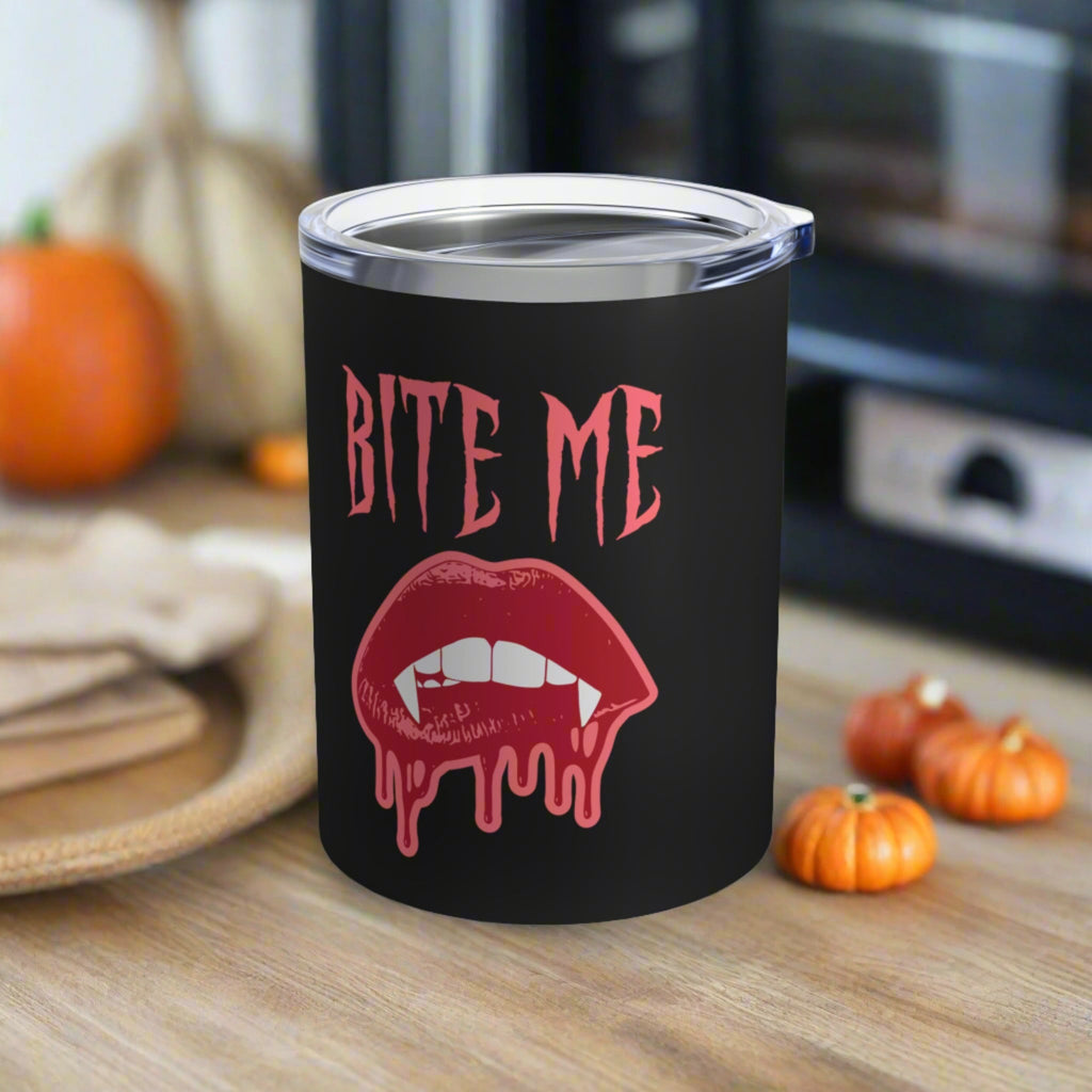 Bite Me Vampire Halloween Stainless Steel Travel Tumbler 10oz