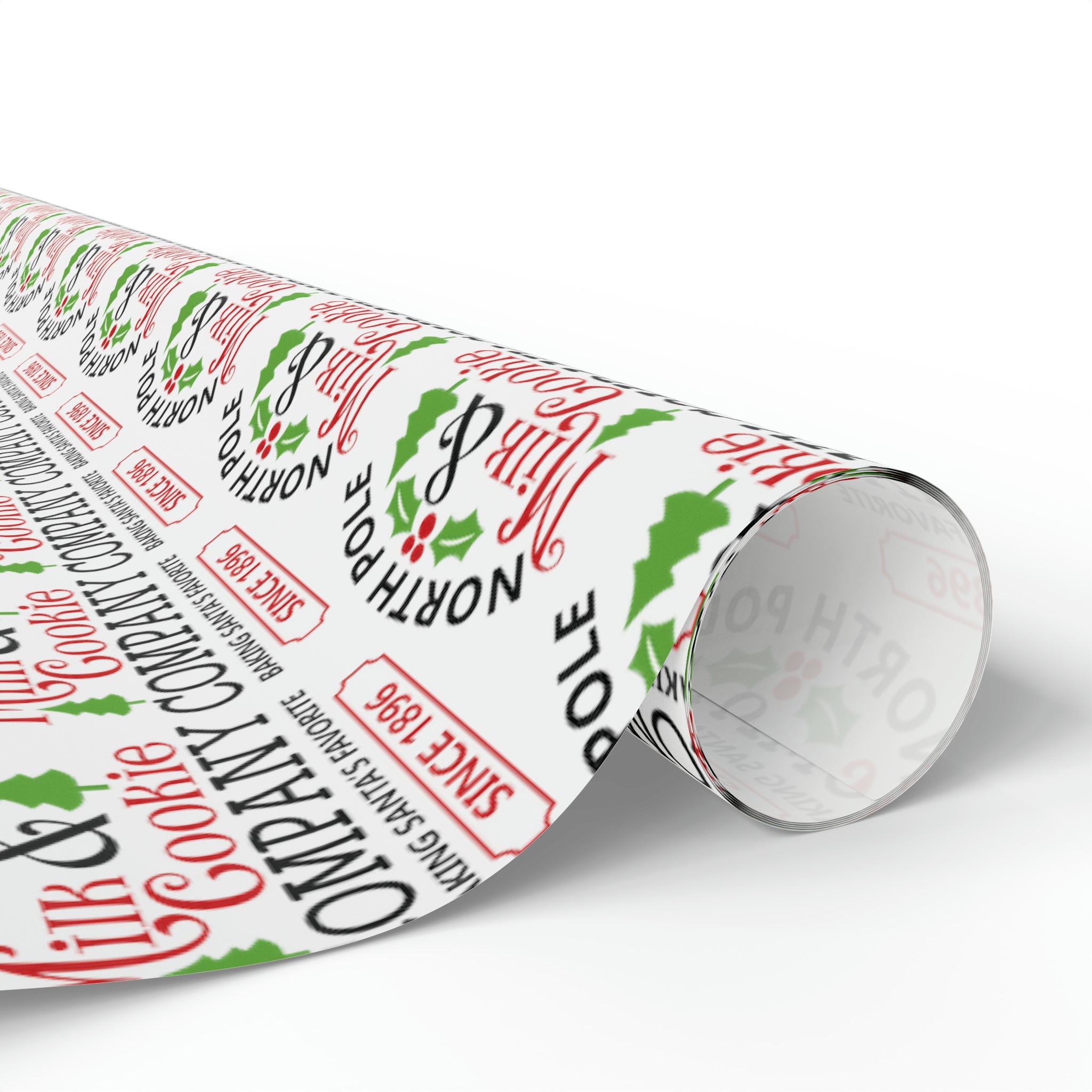 North Pole Milk And Cookie Company Christmas Print Holiday Gift Wrap Paper - Glossy Or Matte