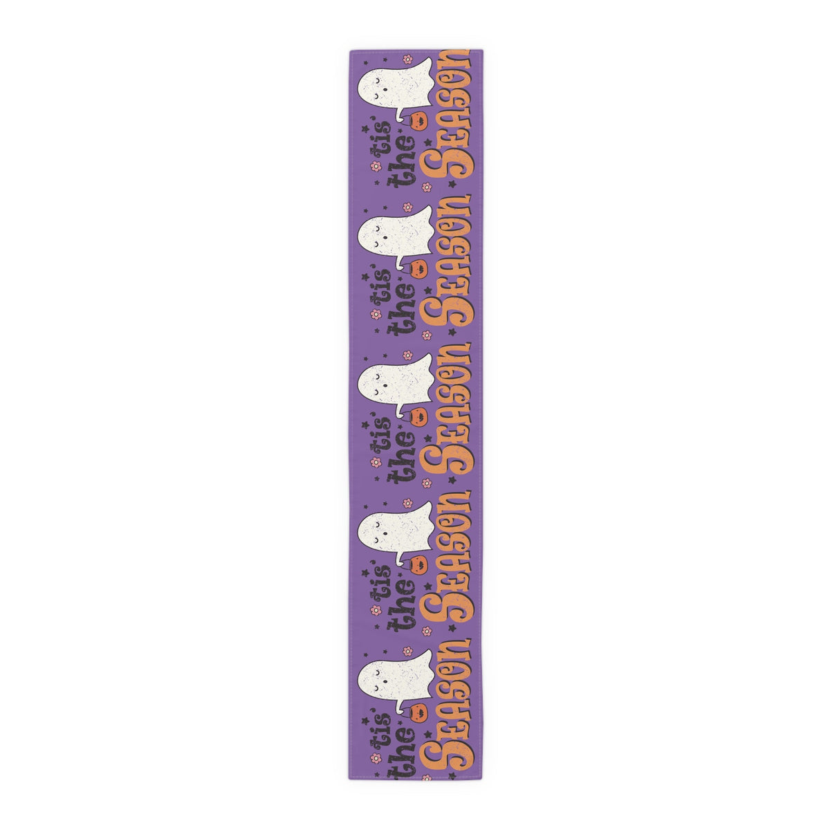 Tis The Season Trick Or Treat Ghost Distressed Halloween Print Fall Autumn Decor Cotton Poly Table Runner
