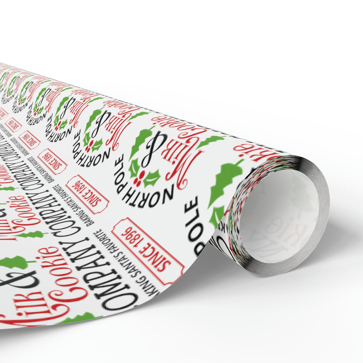 North Pole Milk And Cookie Company Christmas Print Holiday Gift Wrap Paper - Glossy Or Matte